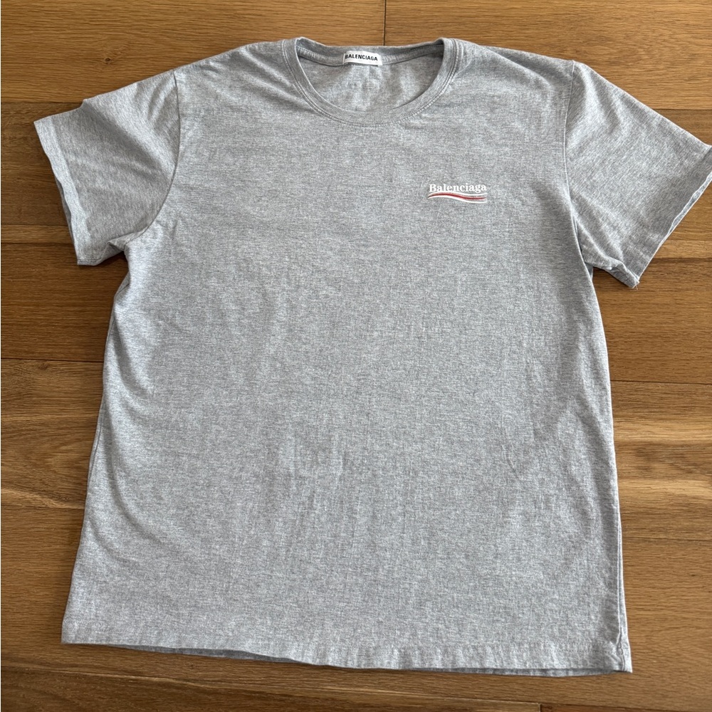 Balenciaga Gray Embroidered ‘Cola’ T-shirt